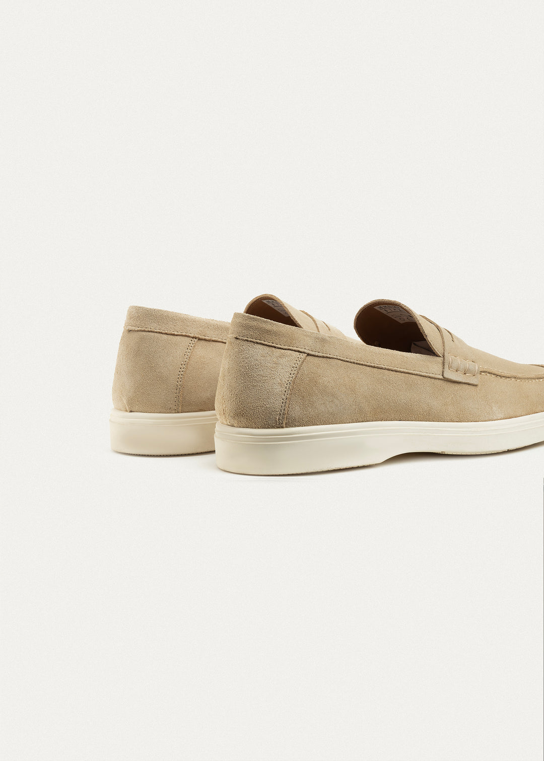 Suede Leather Penny Loafers | Beige