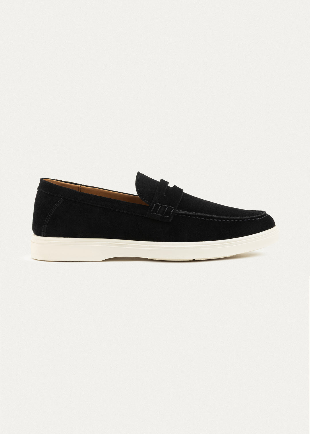 Suede Leather Penny Loafers | Black