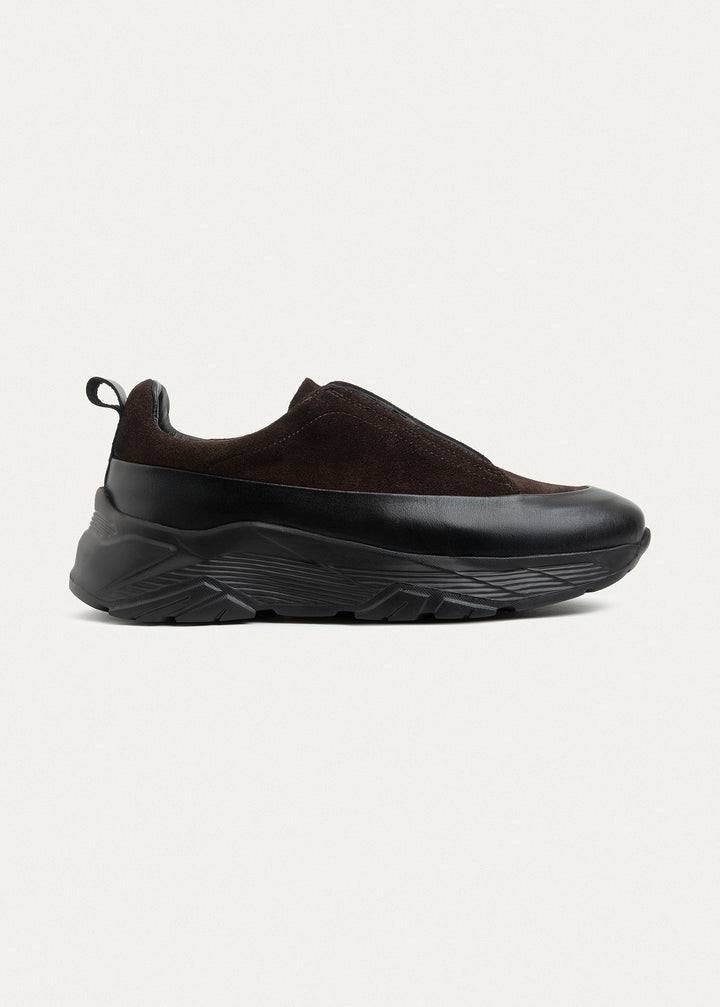 Suede Leather Comfort Trainer | Brown