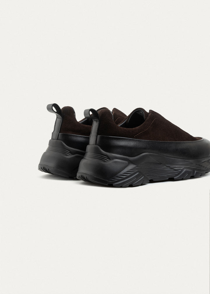 Suede Leather Comfort Trainer | Brown