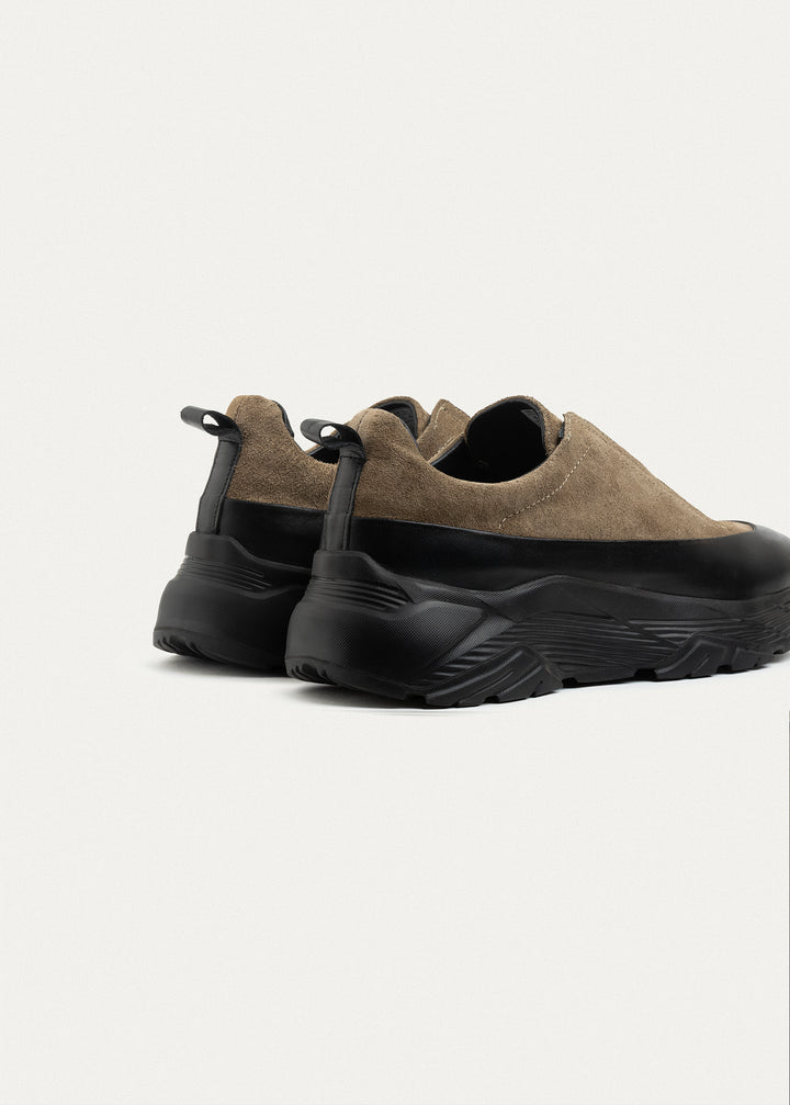 Suede Leather Comfort Trainer | Café