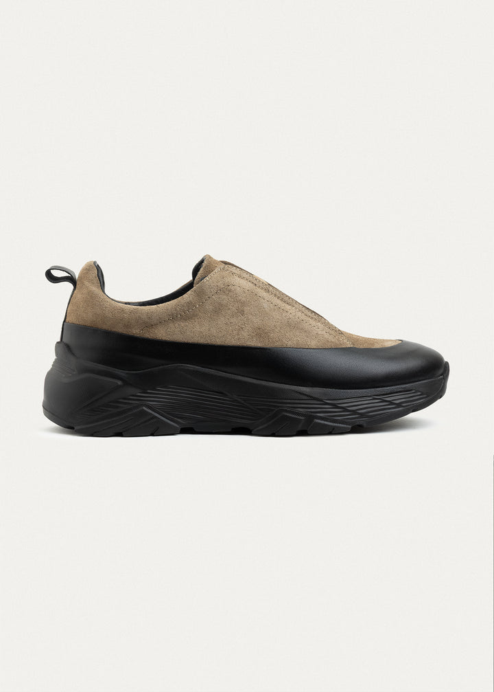 Suede Leather Comfort Trainer | Café