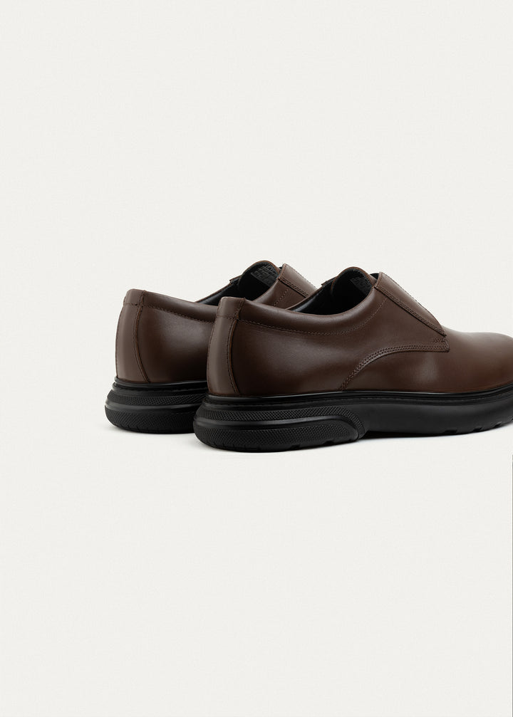 Smooth Leather Elastic Slip-On | Brown