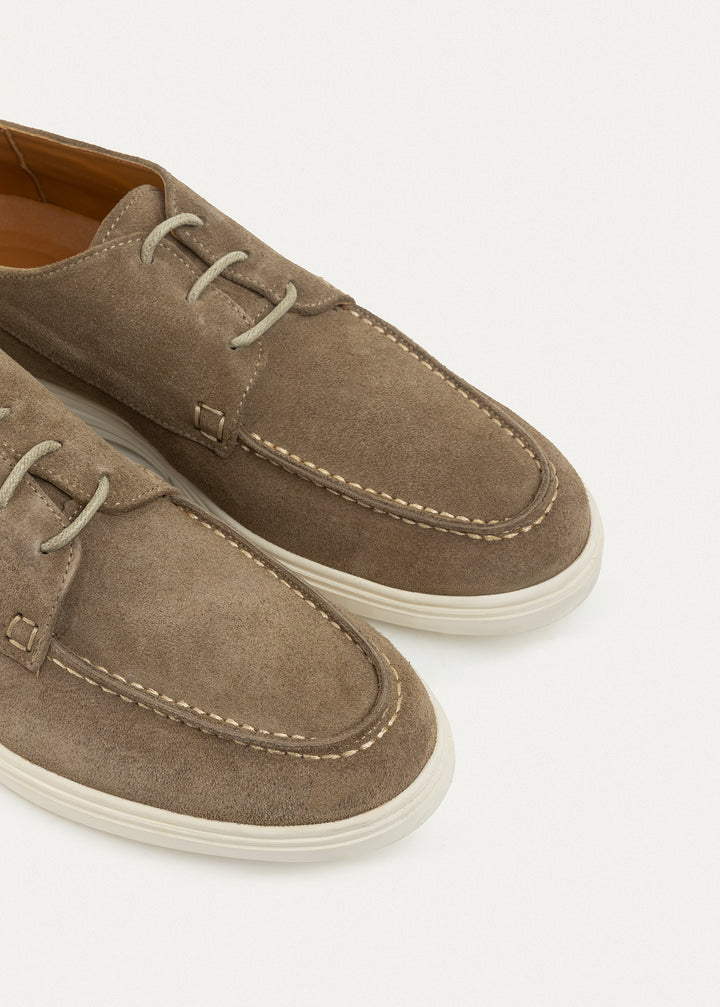 Suede Leather Lace-Up Derby | Café