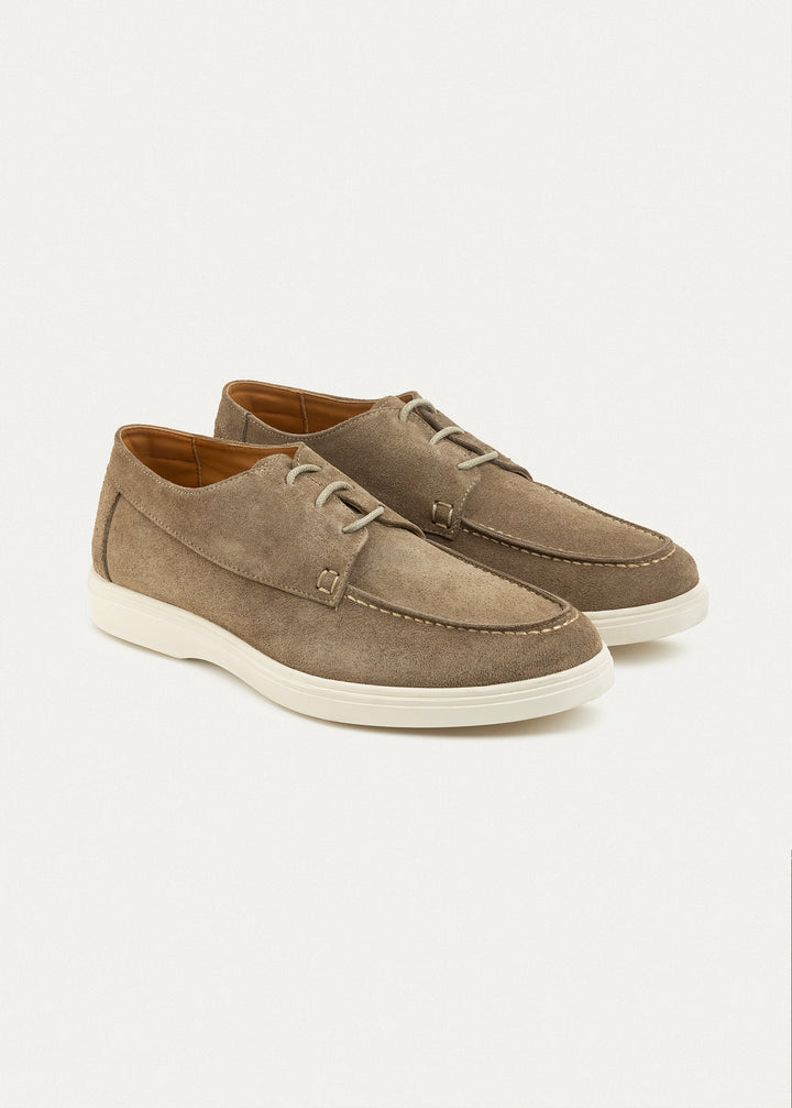 Suede Leather Lace-Up Derby | Café