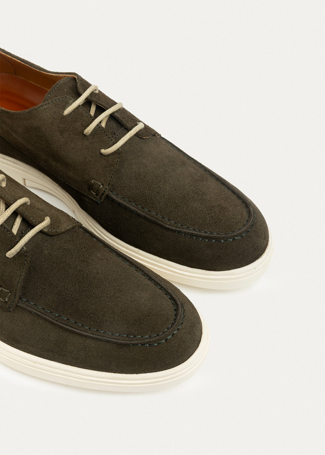 Suede Leather Lace-Up Derby | Olive