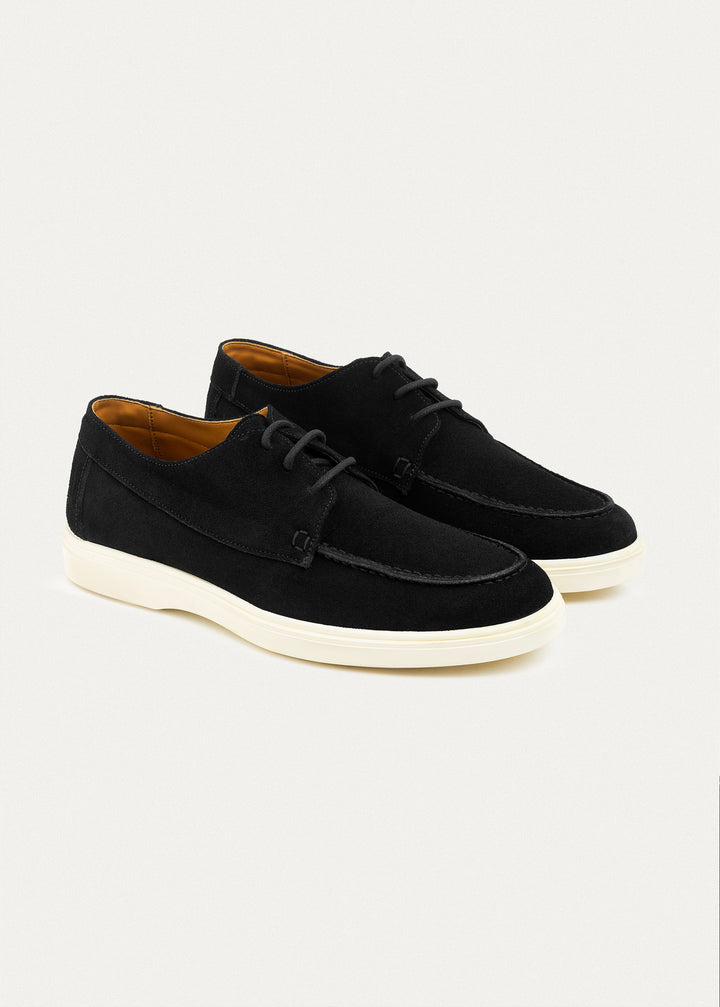 Suede Leather Lace-Up Derby | Black