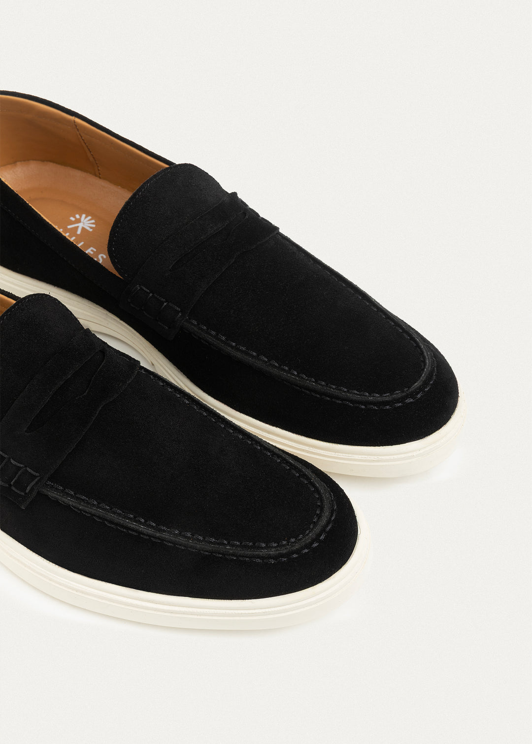 Suede Leather Penny Loafers | Black