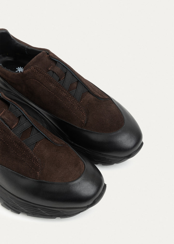 Suede Leather Comfort Trainer | Brown