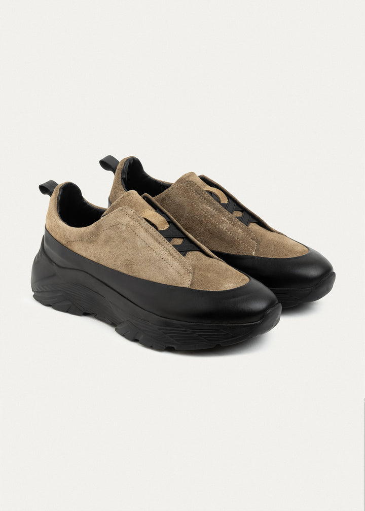 Suede Leather Comfort Trainer | Café