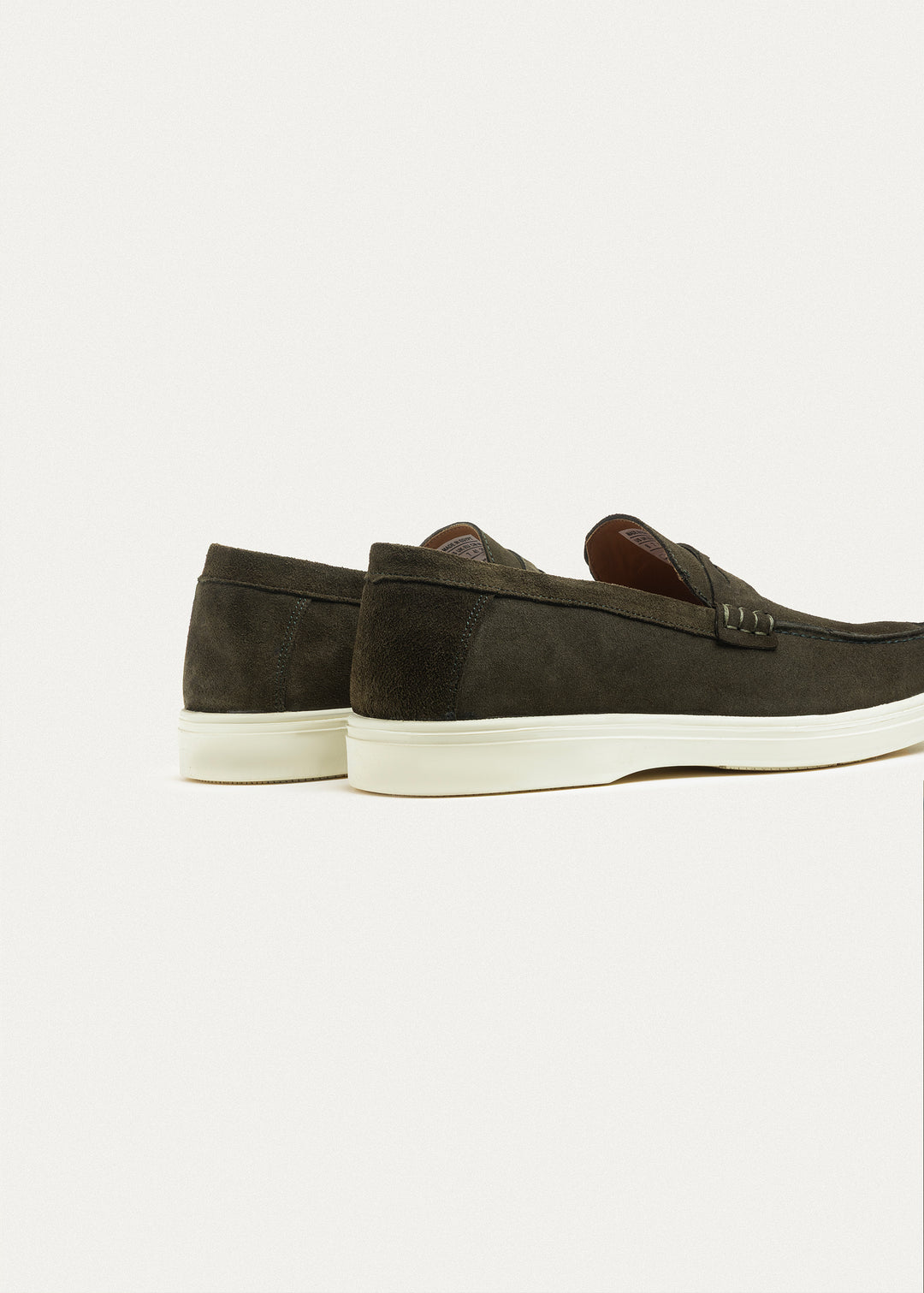 Suede Leather Penny Loafers | Olive