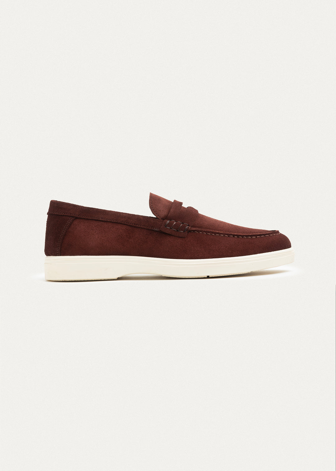 Suede Leather Penny Loafers | Wine