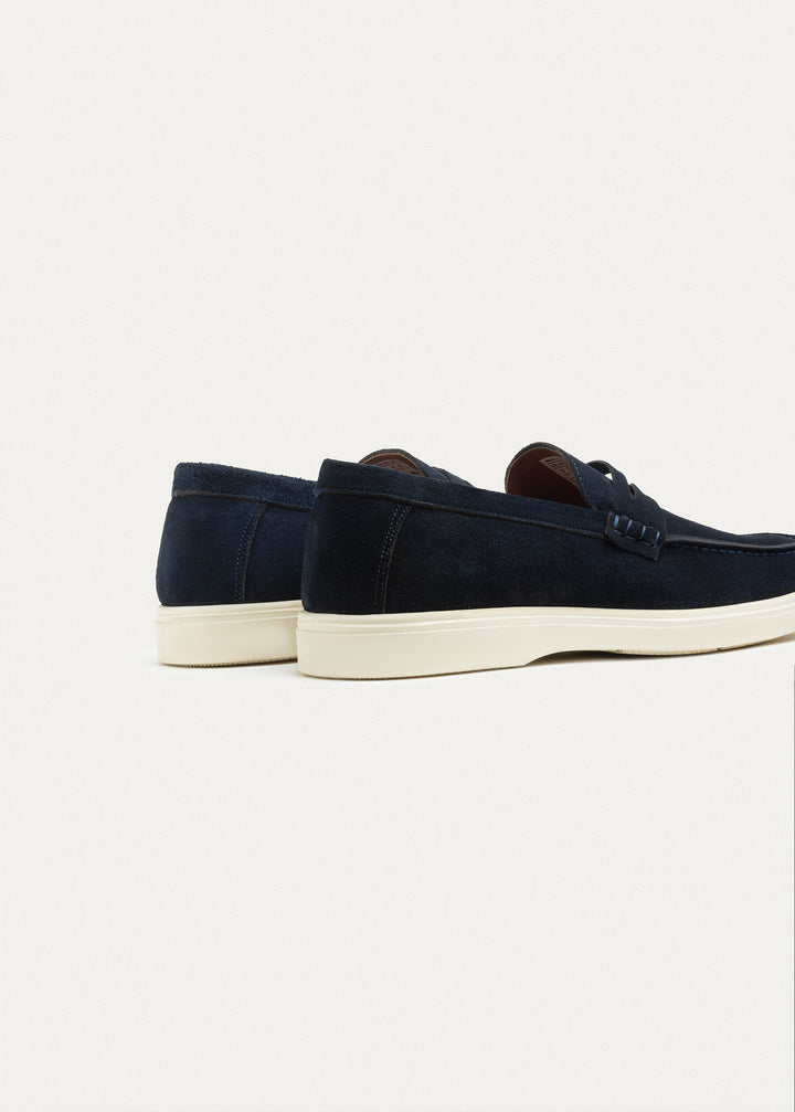 Suede Leather Penny Loafers | NavyBlue