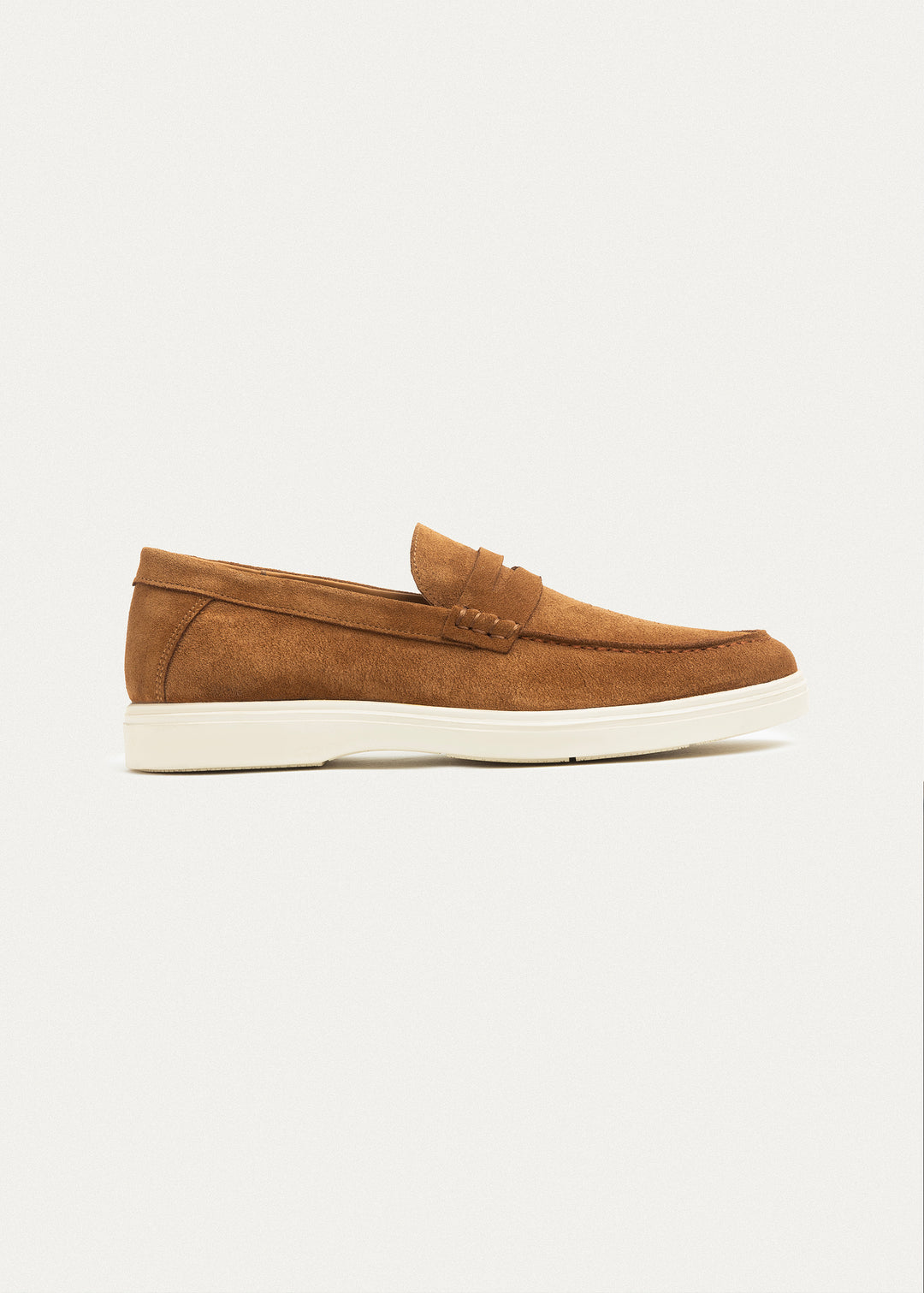 Suede Leather Penny Loafers | Light Brown