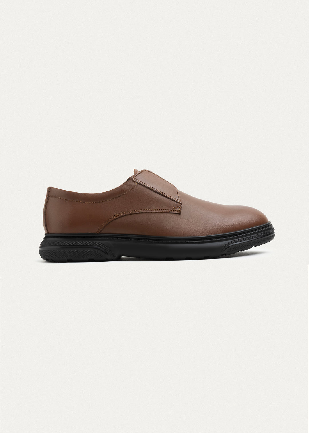 Smooth Leather Elastic Slip-On | Light Brown