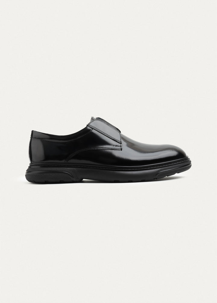 Smooth Leather Elastic Slip-On | Patent Black