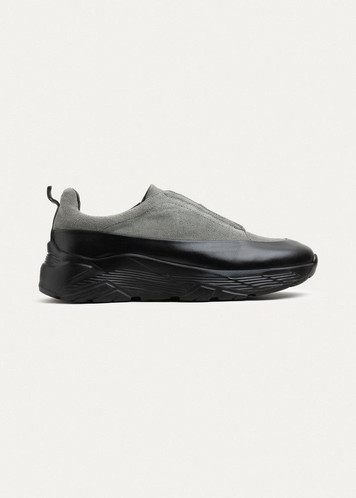 Suede Leather Comfort Trainer | Gray