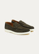 Suede Leather Penny Loafers | Olive