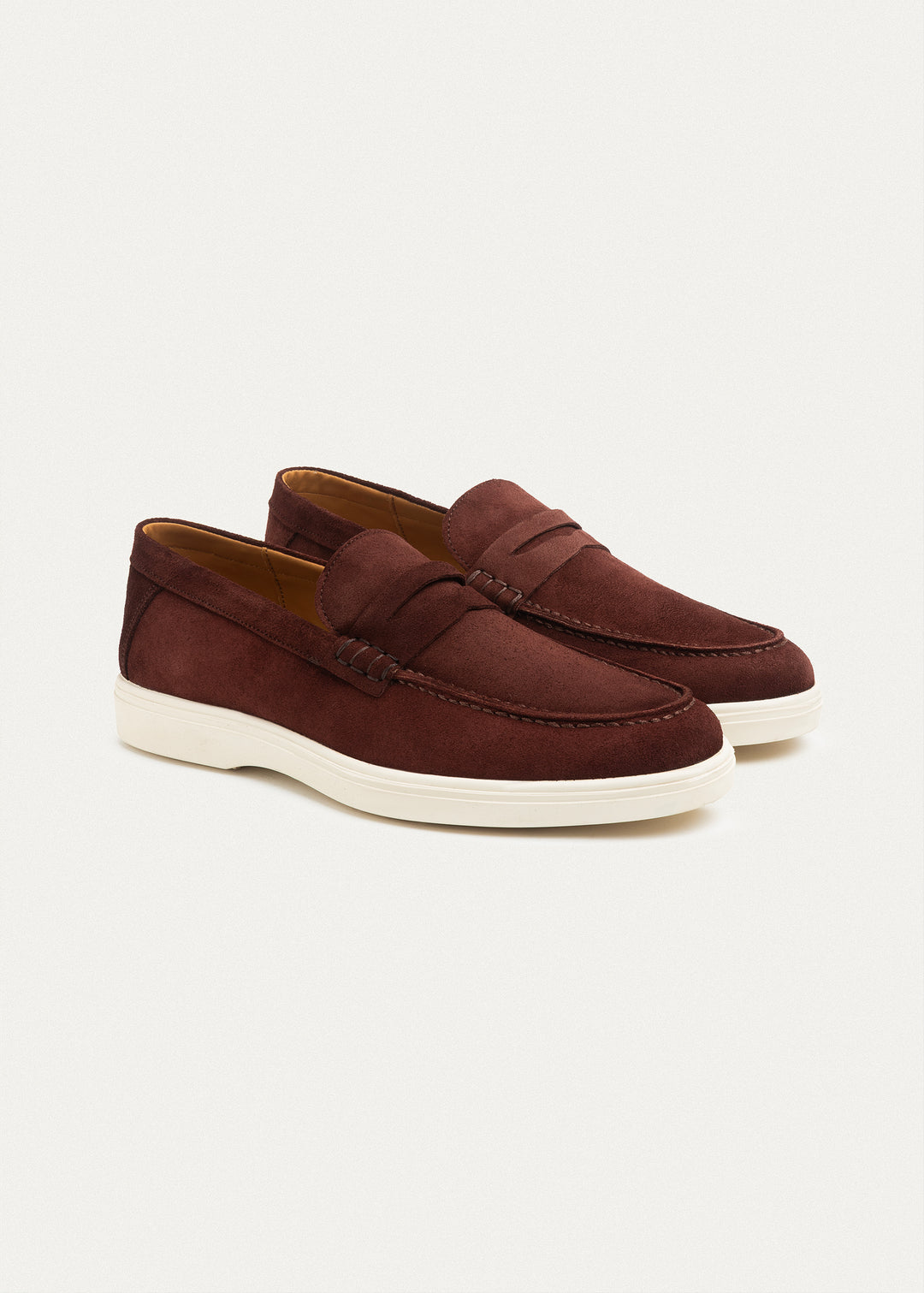 Suede Leather Penny Loafers | Wine