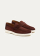Suede Leather Penny Loafers | Wine