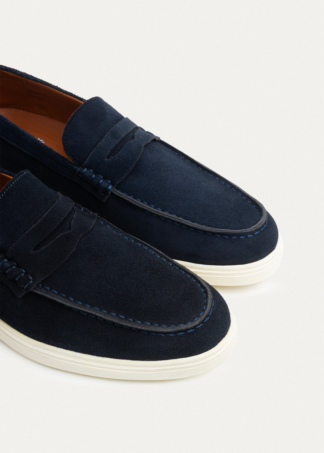 Suede Leather Penny Loafers | NavyBlue