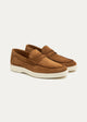 Suede Leather Penny Loafers | Light Brown