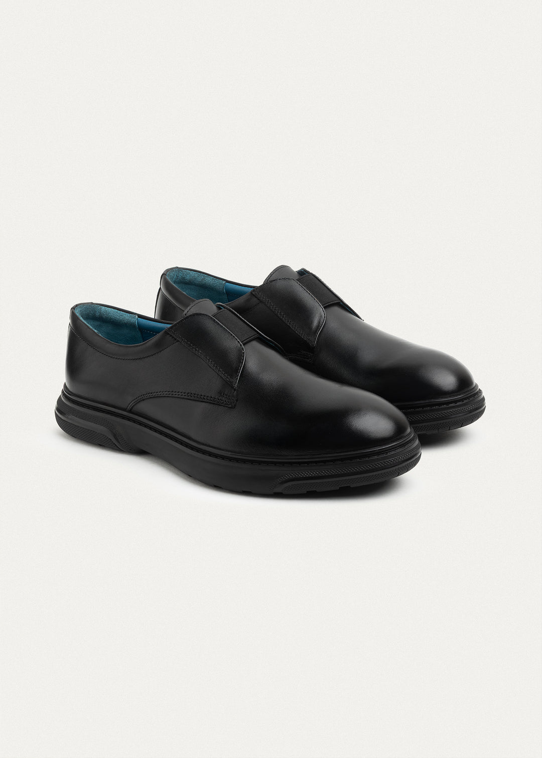Smooth Leather Elastic Slip-On | Black