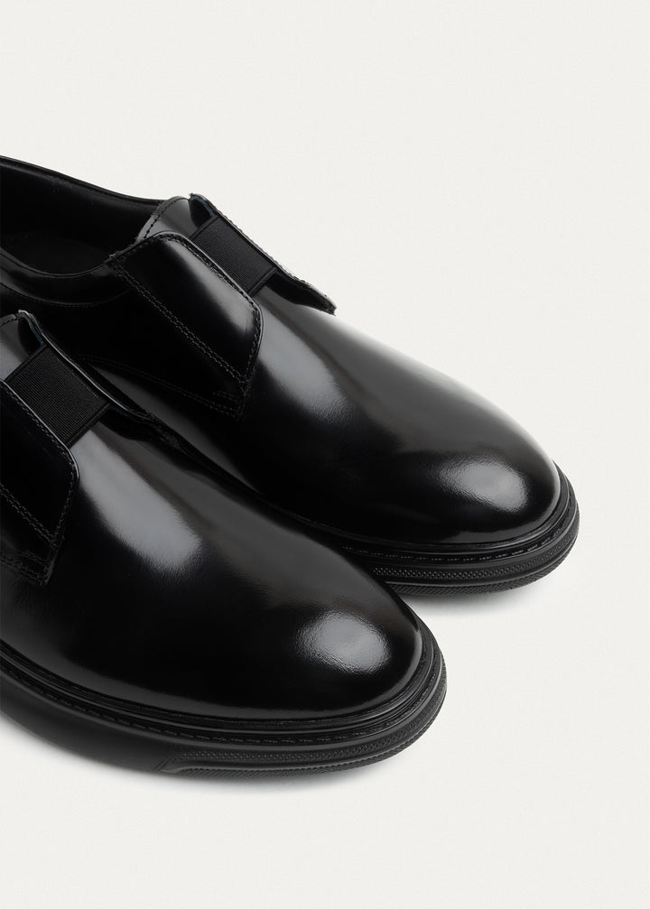 Smooth Leather Elastic Slip-On | Patent Black
