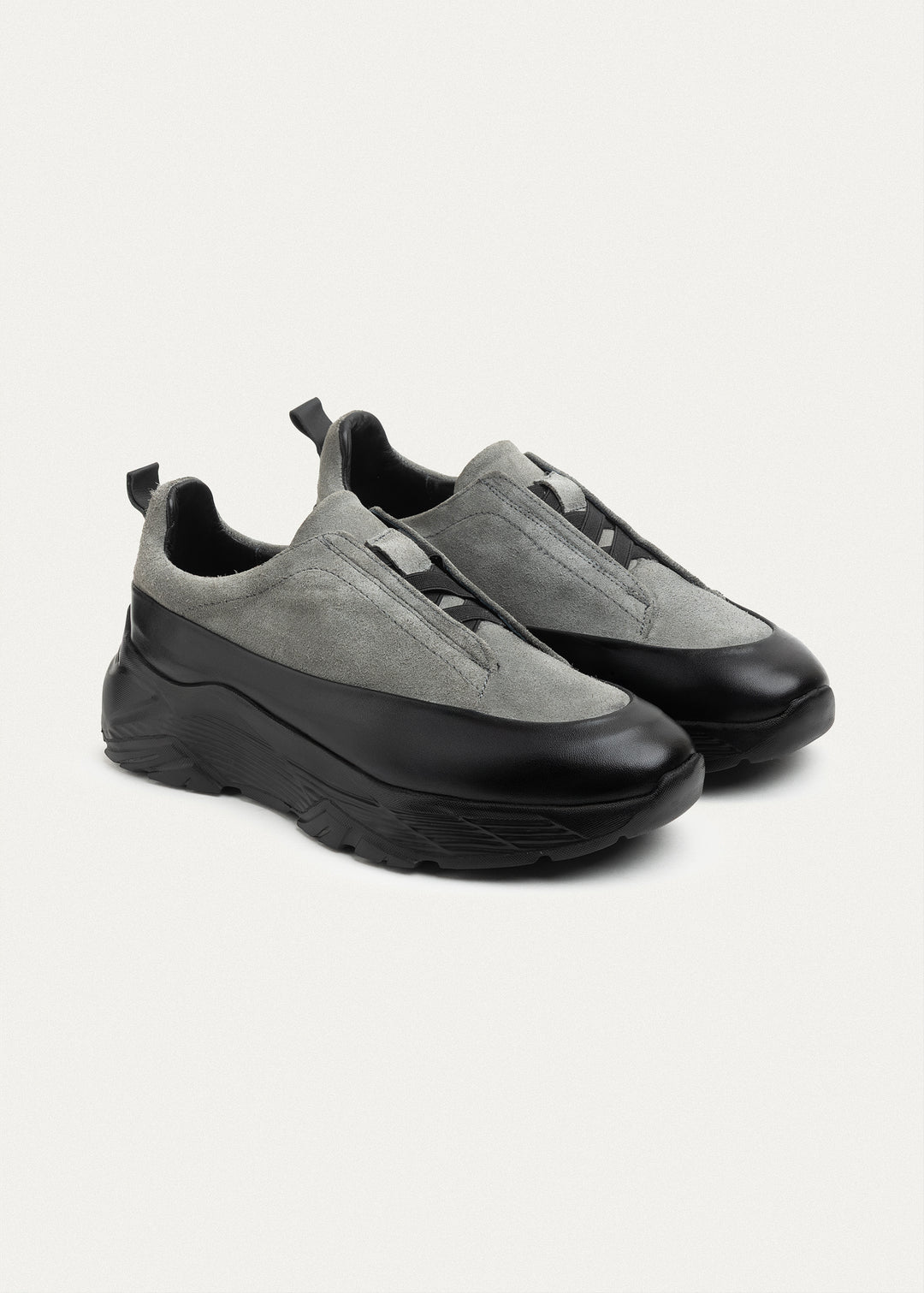 Suede Leather Comfort Trainer | Gray