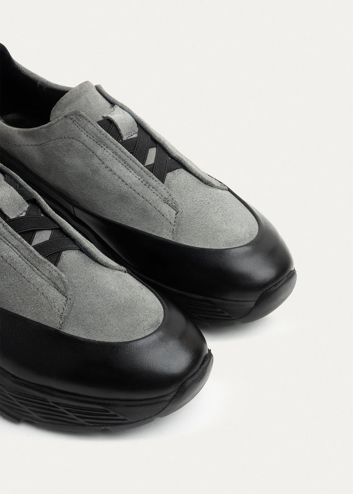 Suede Leather Comfort Trainer | Gray