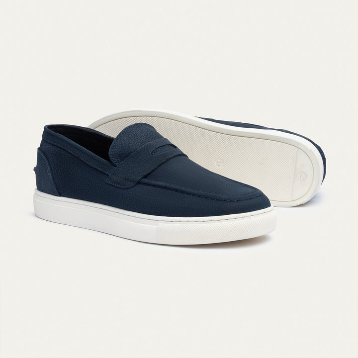 The Urban Luxe Slip-On Loafers | Textured Navy Blue