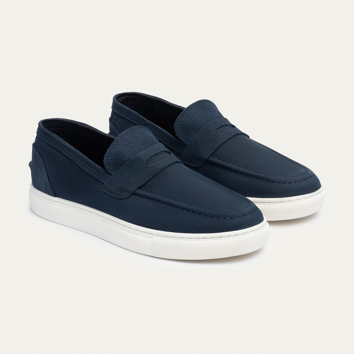 The Urban Luxe Slip-On Loafers | Textured Navy Blue