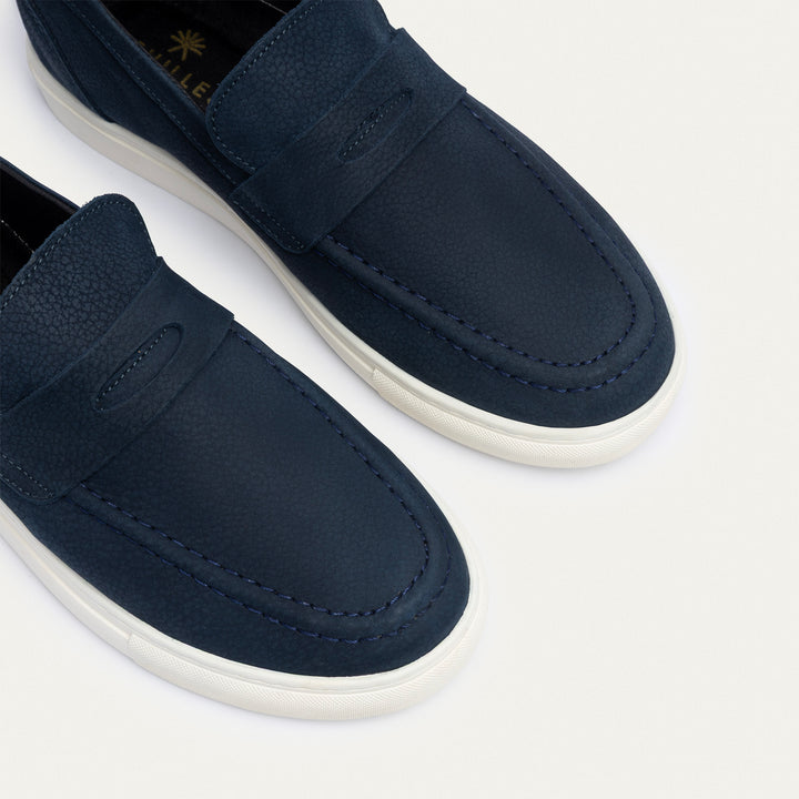 The Urban Luxe Slip-On Loafers | Textured Navy Blue