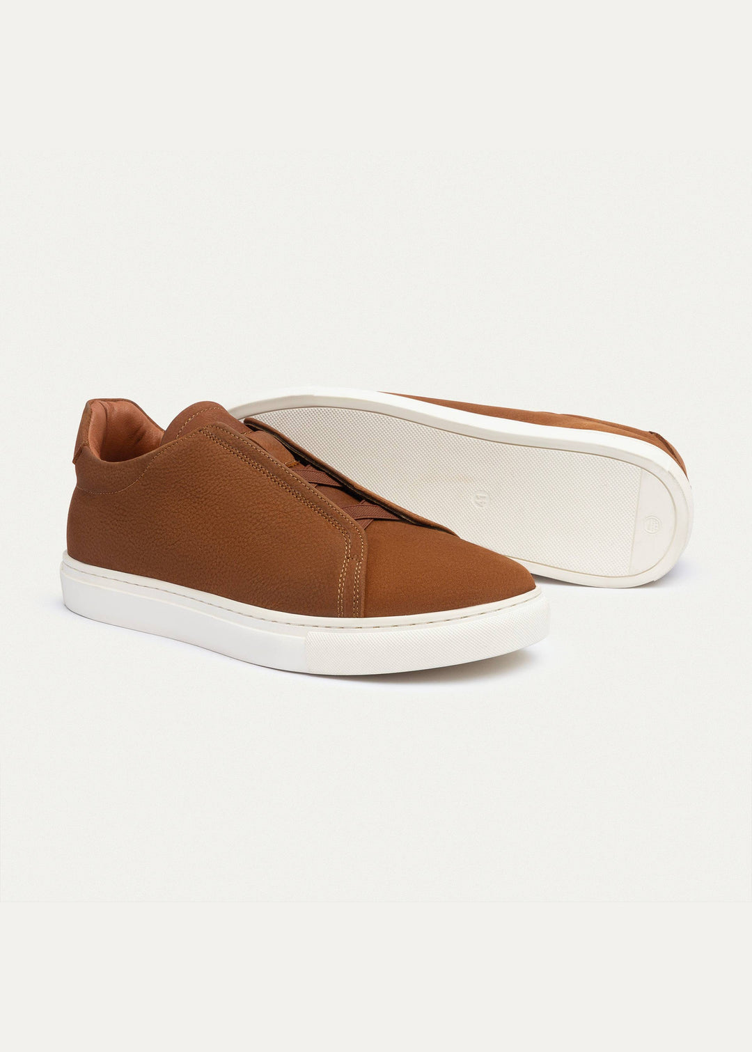 Achilles Theo - Men's Slip-On Leather Sneakers - Suede Textured Cinnamon