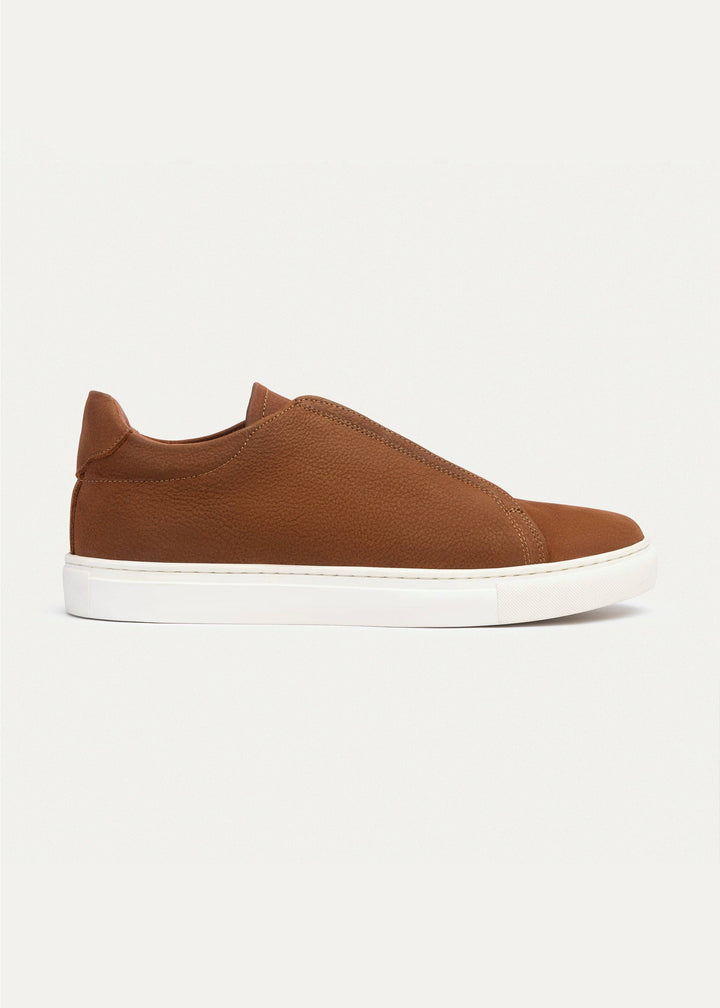 Theo Men's Slip-On Leather Sneakers | Suede Textured Cinnamon