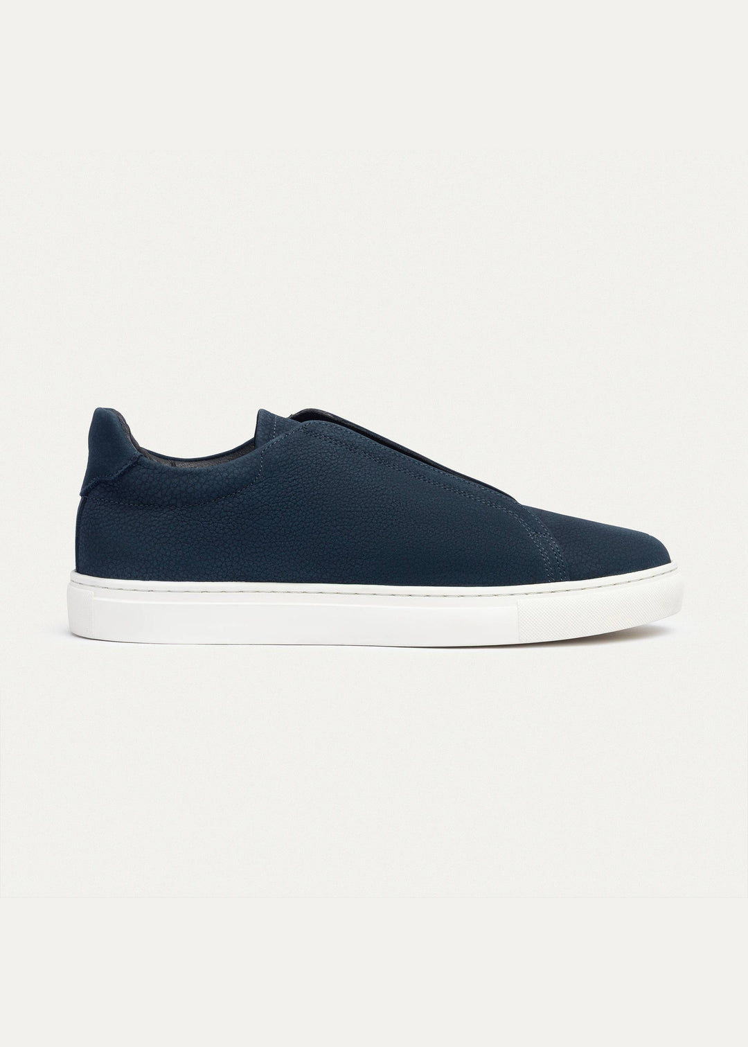 Achilles Theo - Men's Slip-On Leather Sneakers - Suede Textured NavyBlue