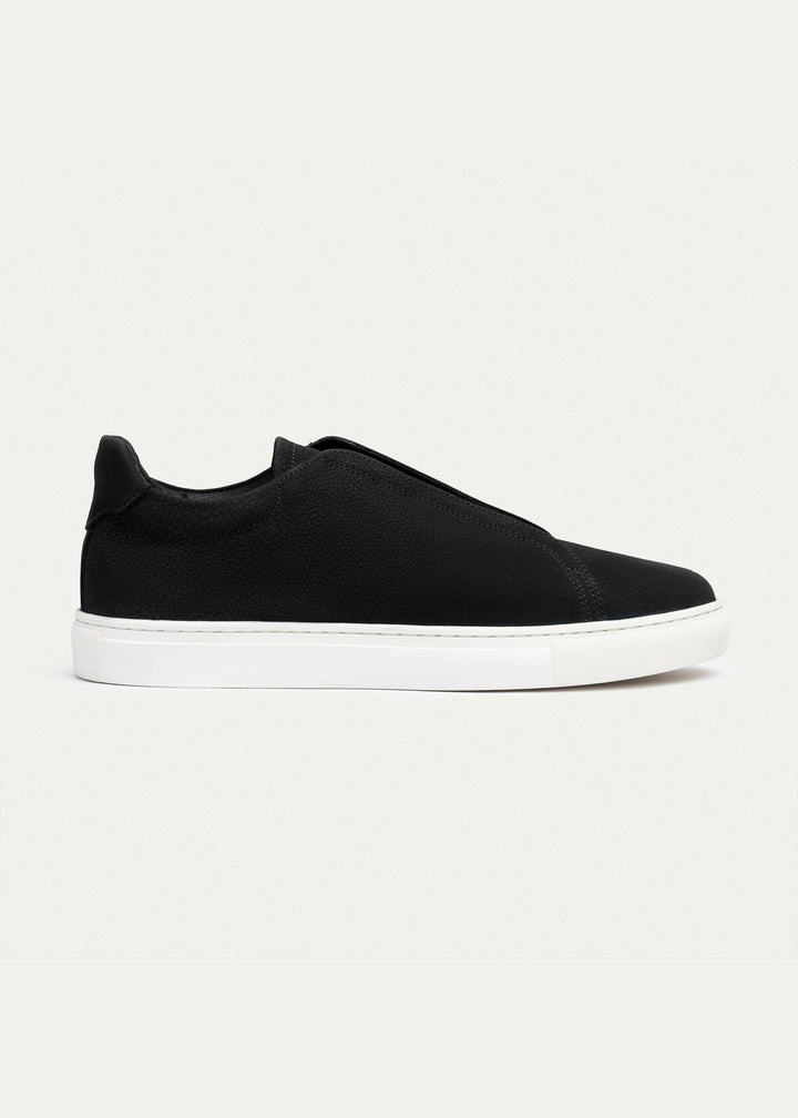 Theo Men's Slip-On Leather Sneakers | Suede Textured Black