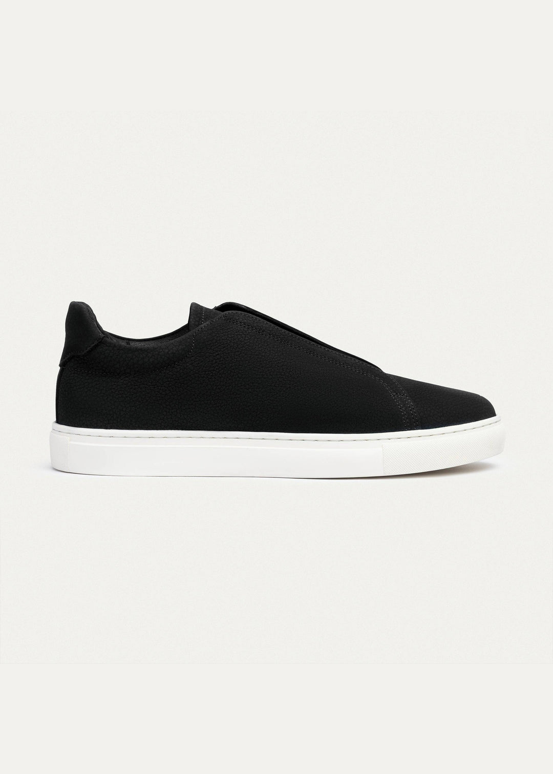 Achilles Theo - Men's Slip-On Leather Sneakers - Suede Textured Black
