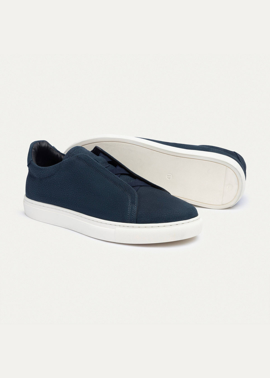 Achilles Theo - Men's Slip-On Leather Sneakers - Suede Textured NavyBlue