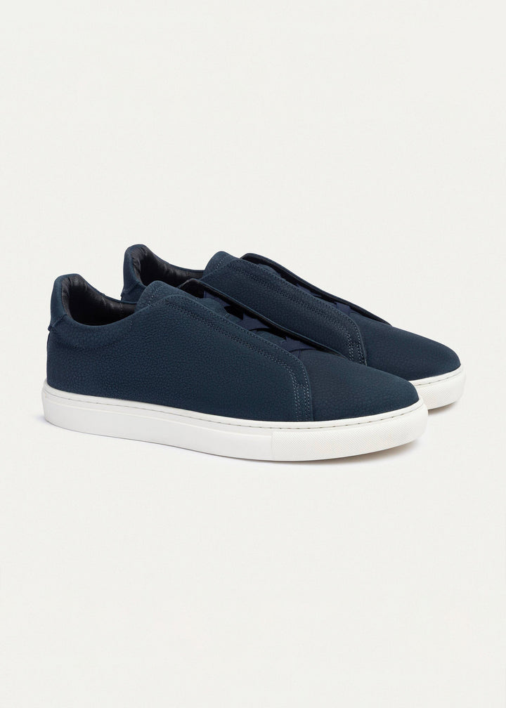 Theo Men's Slip-On Leather Sneakers | Suede Textured NavyBlue