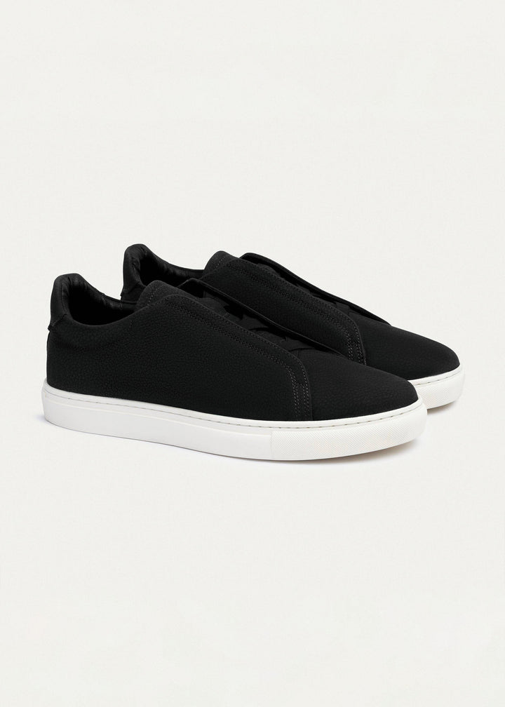Achilles Theo - Men's Slip-On Leather Sneakers - Suede Textured Black