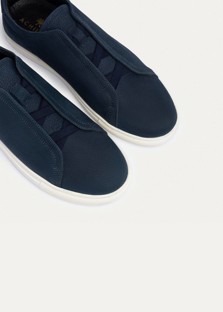 Theo Men's Slip-On Leather Sneakers | Suede Textured NavyBlue