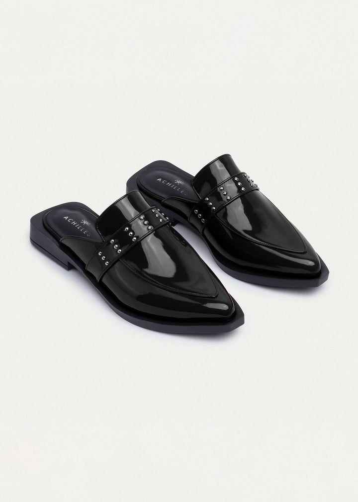 Achilles | Stellar Studded Mule - Patent Black