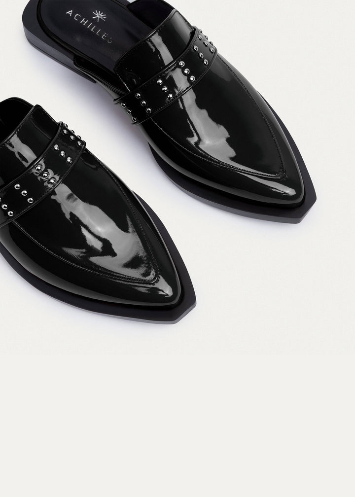 Achilles | Stellar Studded Mule - Patent Black