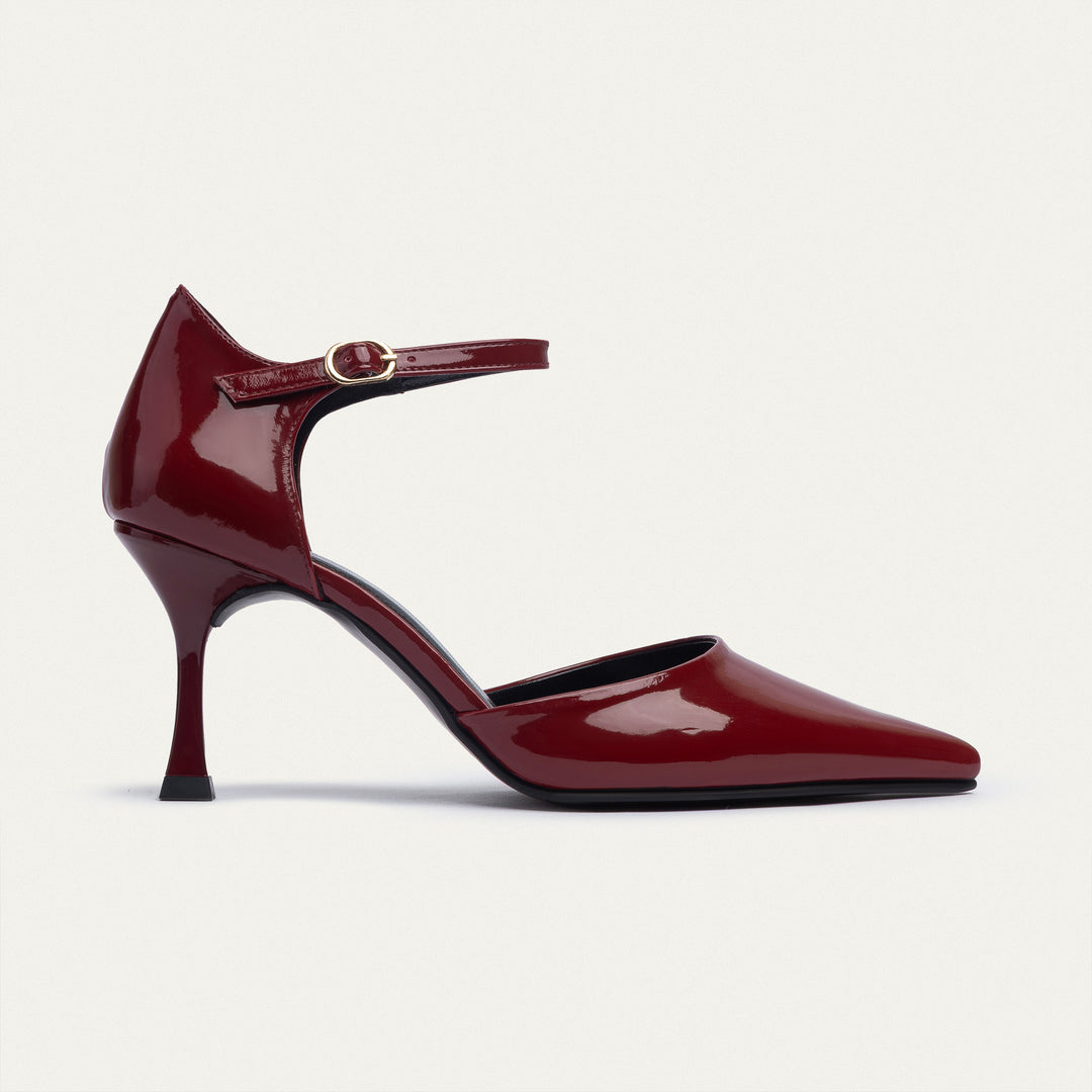 Achilles| Liana Patent Pointed Heels - Burgundy