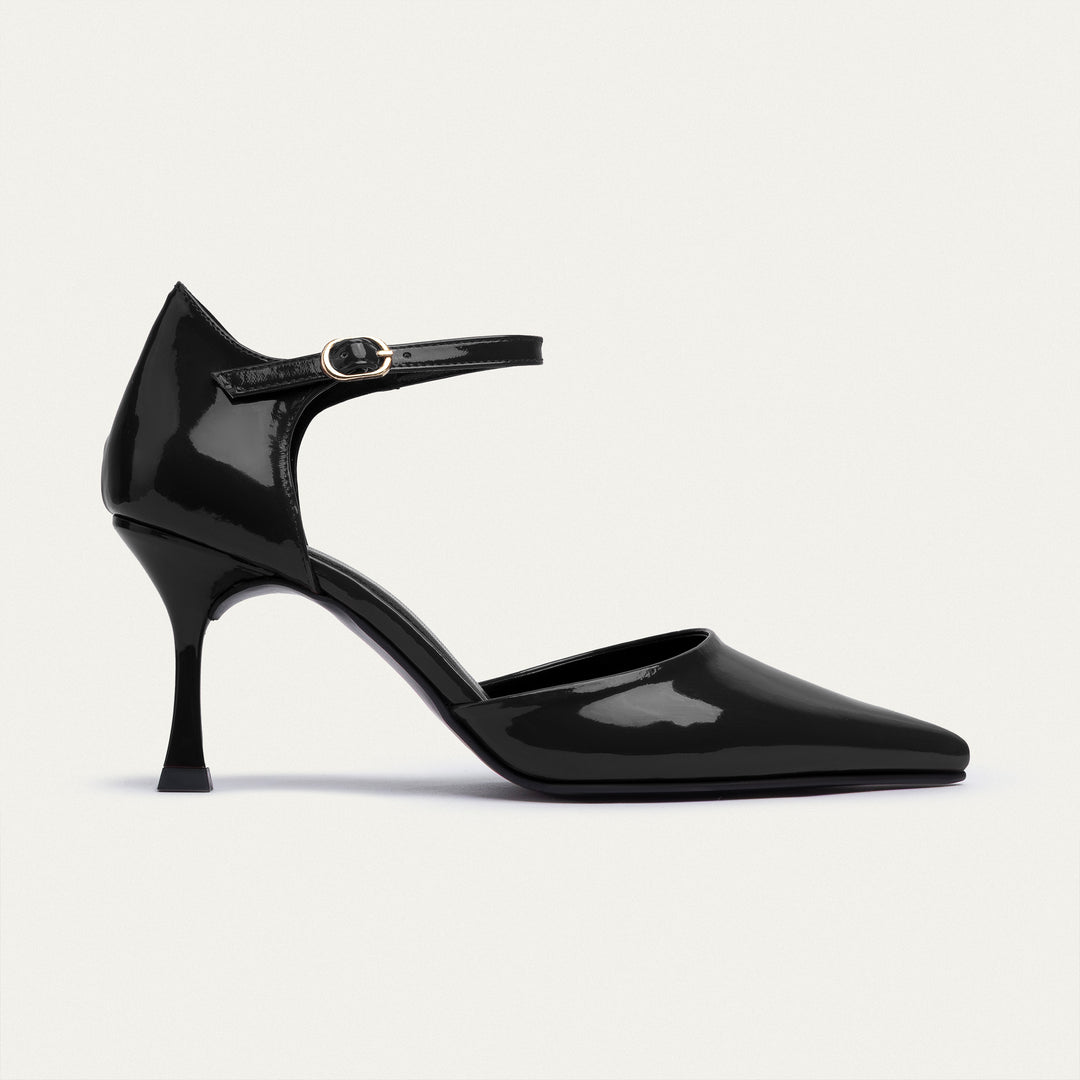 Achilles| Liana Patent Pointed Heels - Black