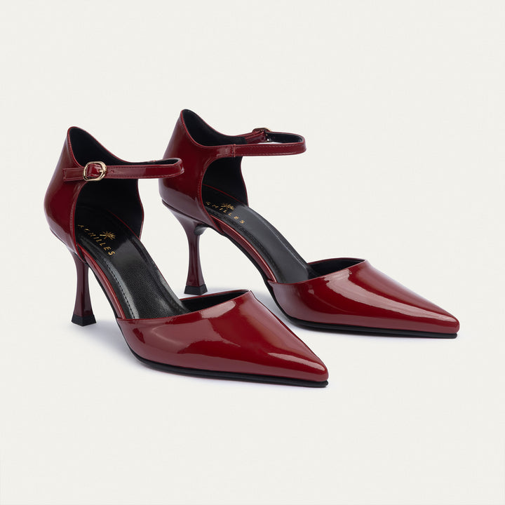 Achilles| Liana Patent Pointed Heels - Burgundy