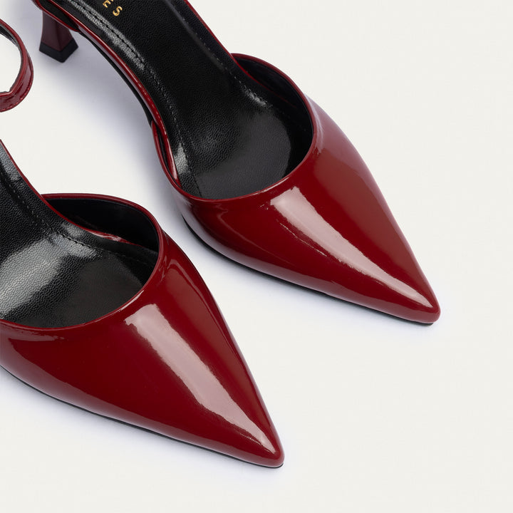 Achilles| Liana Patent Pointed Heels - Burgundy