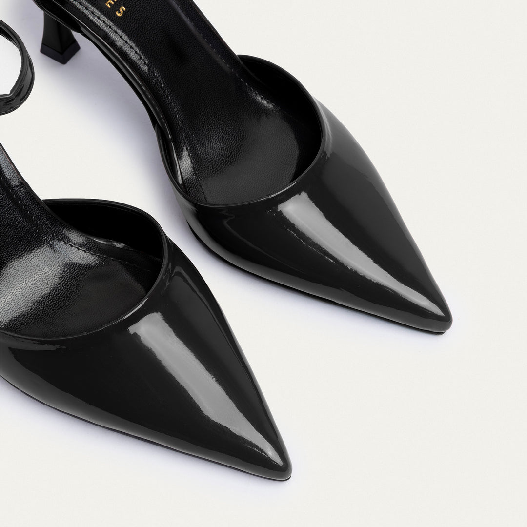 Achilles| Liana Patent Pointed Heels - Black