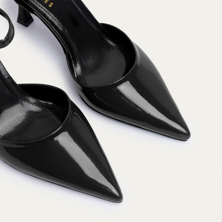 Achilles| Liana Patent Pointed Heels - Black